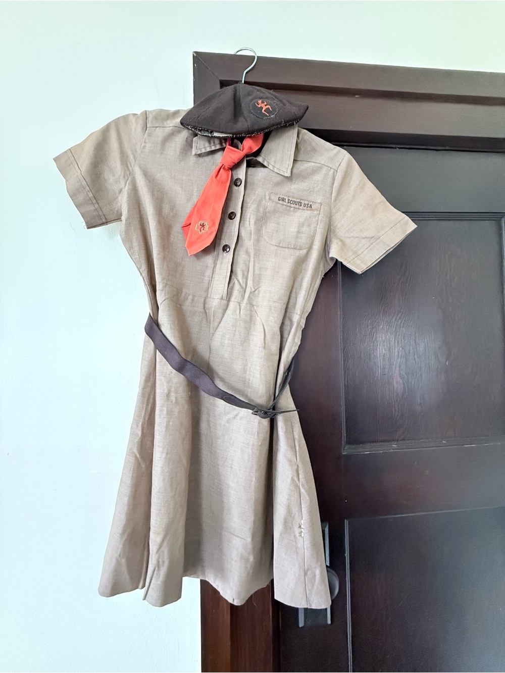 Vintage Girl Scouts Uniform Dress with full accessories